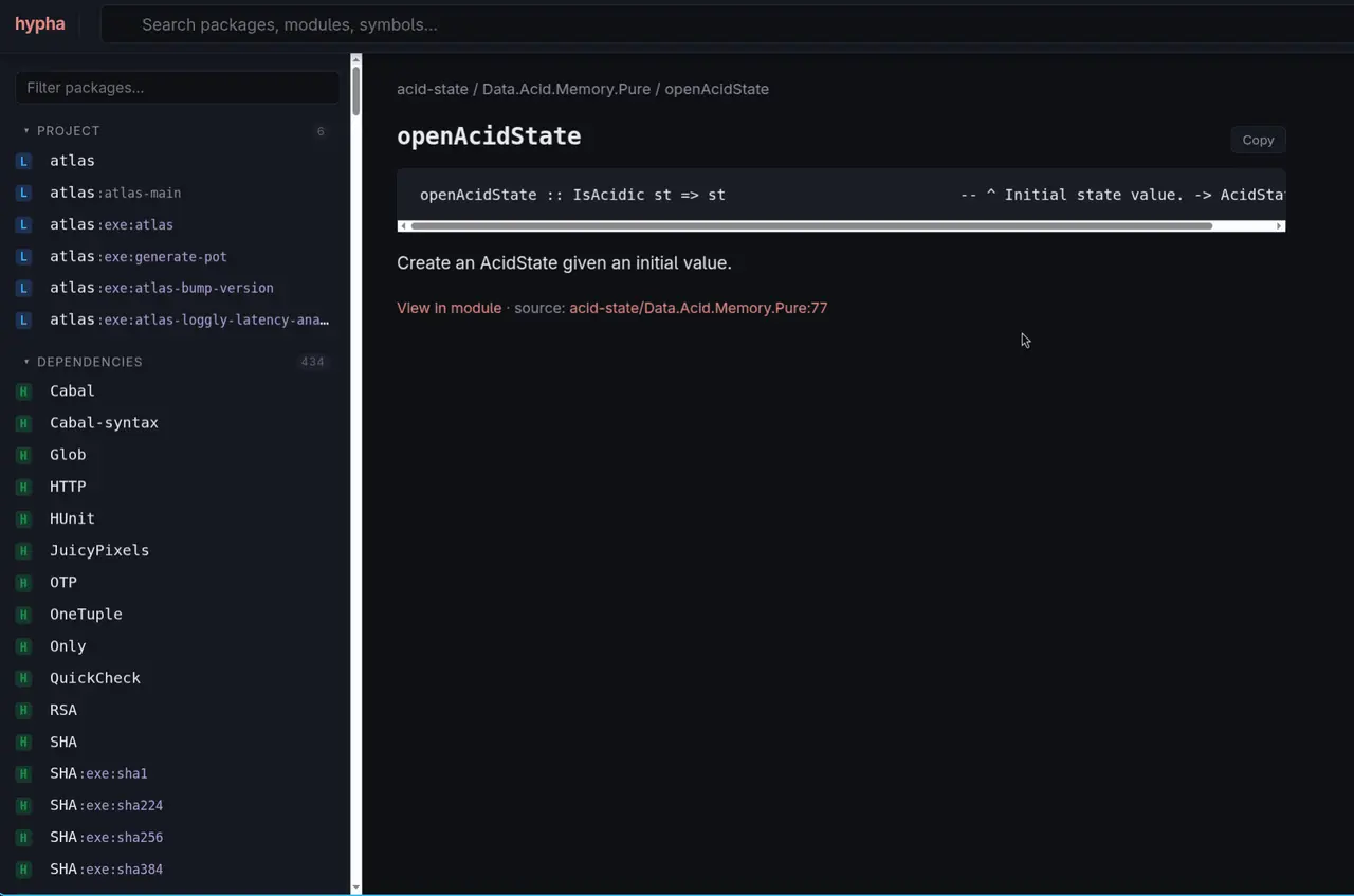 We can go to the definition, like in Hackage