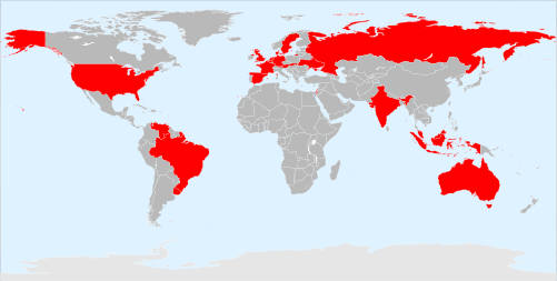 World map highlighting the countries we got applications from